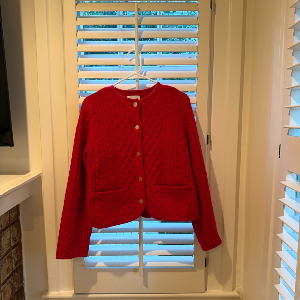Abercrombie & Fitch Red Cable Knit Cardigan